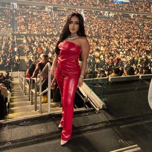 FASHION NOVA Turning heads Faux leather pant set-red